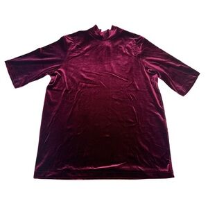 Rag & Bone Maroon Velvet Turtleneck Top